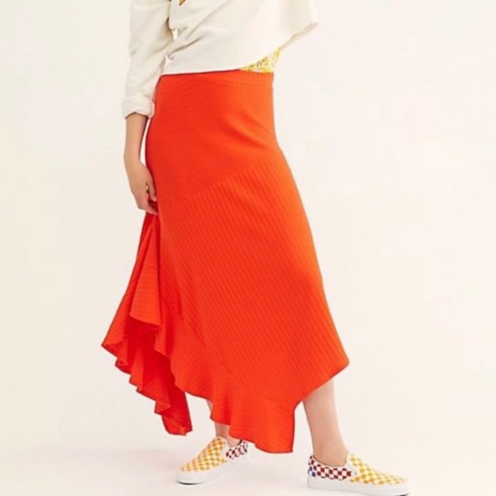 Free People Beachwood Orange Skirt